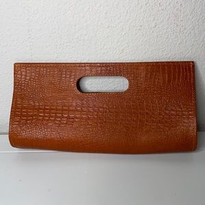 Leather open handle clutch